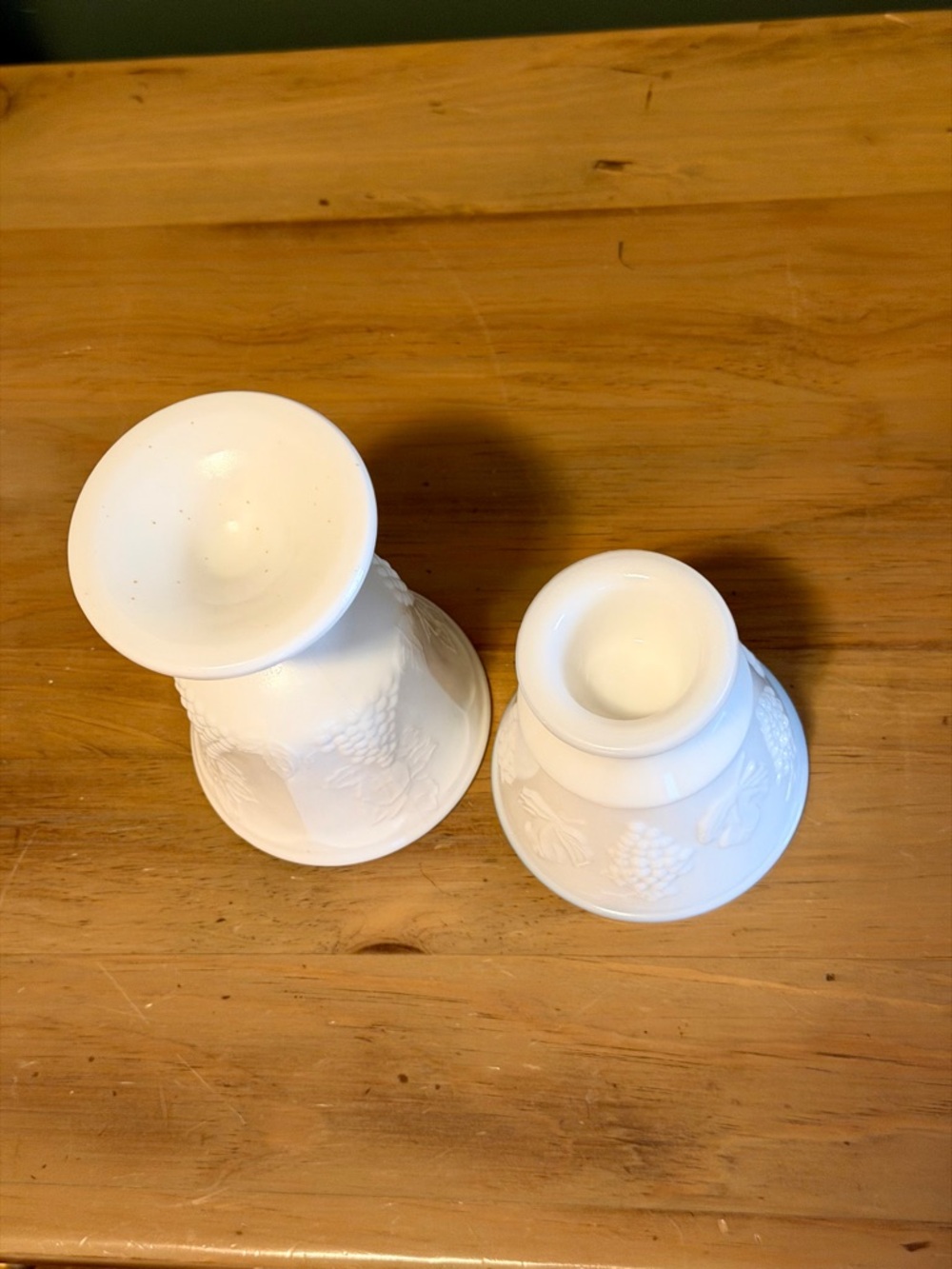 Vintage Milk Glass Lot Vases + Goblets Hobnail Grapes Wedding Decor - Picture 4 of 15